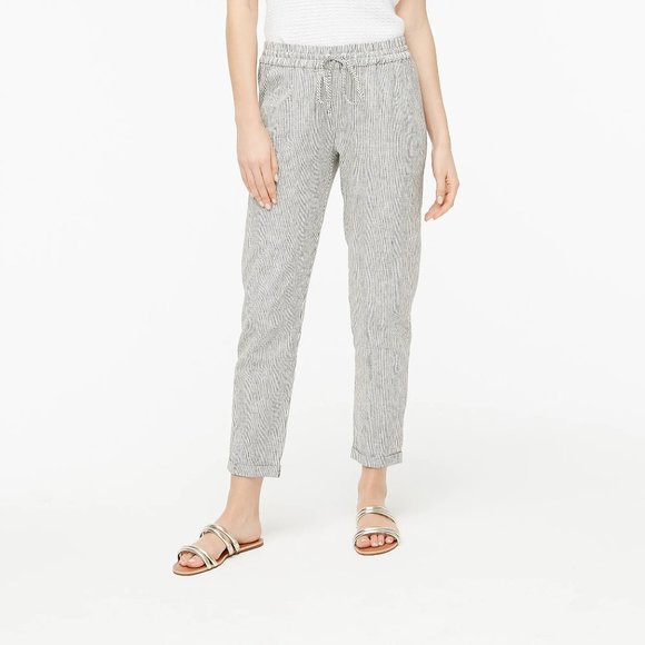 J Crew Linen Cotton Drawstring Soft Ankle Pants - Picture 4 of 5